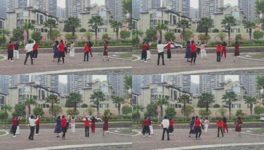公园锻炼身体人群 跳广场舞高清在线视频素材下载