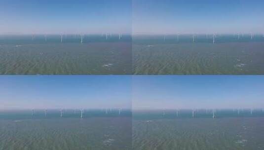海上风车发电风力发电大海航拍平潭高清在线视频素材下载