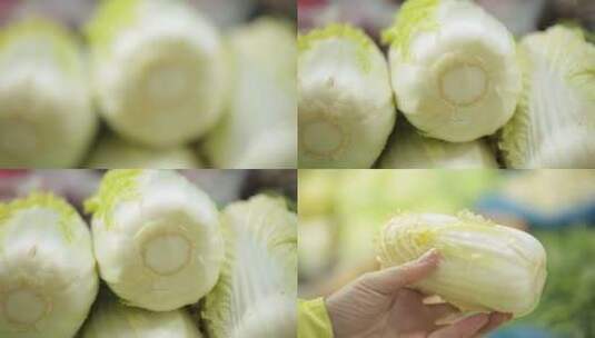 【镜头合集】农贸市场特写大白菜高清在线视频素材下载