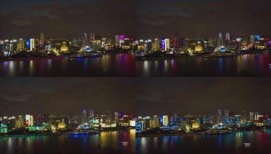 延时航拍杭州钱塘江钱江新城现代城市风光高清在线视频素材下载