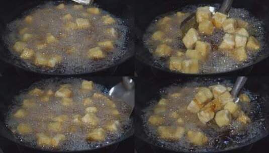 传统食品油豆腐制作过程油豆腐高清在线视频素材下载