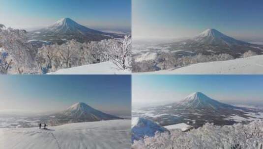 航拍下雪后的雪山风景白雪皑皑银装素裹高清在线视频素材下载