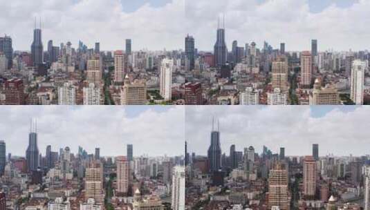 航拍上海城市高空高楼大厦前进穿梭高清在线视频素材下载