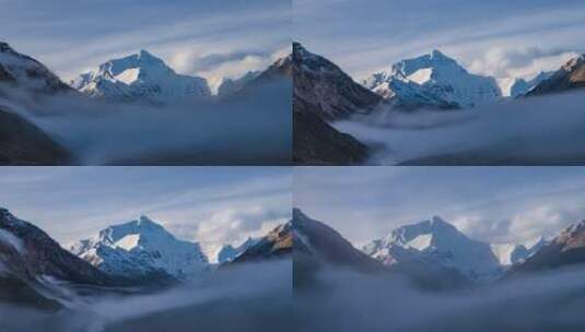 西藏高原日喀则珠穆朗玛峰雪山自然风光延时高清在线视频素材下载