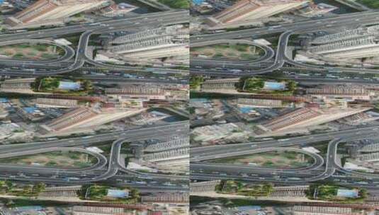 城市航拍俯拍城市拥堵交通高清在线视频素材下载