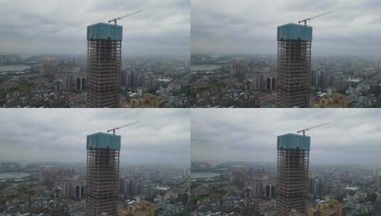 湖南岳阳第一高楼施工航拍高清在线视频素材下载