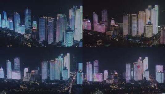 青岛城市灯光秀空镜高清在线视频素材下载