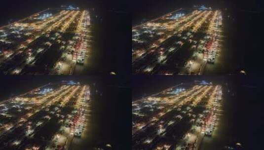上海洋山港夜景航拍高清在线视频素材下载