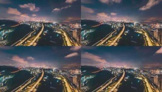 深圳市区繁华车流夜景延时视频高清在线视频素材下载