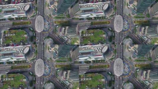 航拍上海五角场-城市交通高清在线视频素材下载