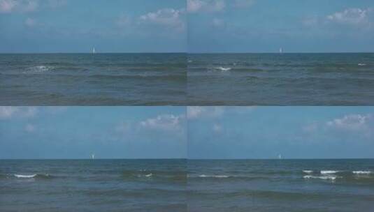 8k实拍有白色帆船的大海高清在线视频素材下载