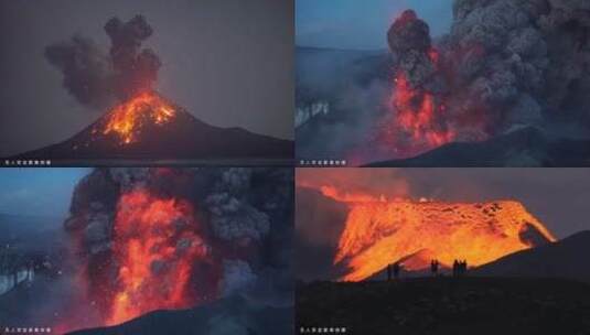 航拍火山爆发，令人窒息的震撼高清在线视频素材下载