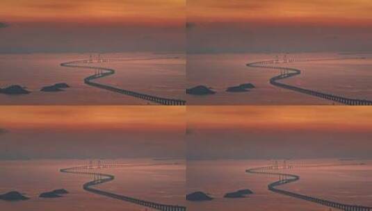 珠海澳门港珠澳大桥日出高清在线视频素材下载