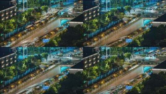 武汉城市循礼门地下通道车流夜景延时高清在线视频素材下载