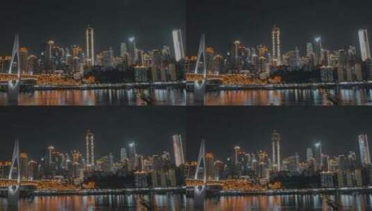 4k延时重庆嘉陵江大桥夜景CBD建筑高清在线视频素材下载