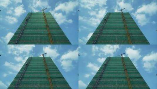 蓝天白云在建高楼延时视频高清在线视频素材下载