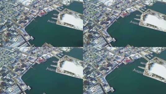 日本北海道函馆城市海岸线风光航拍高清在线视频素材下载