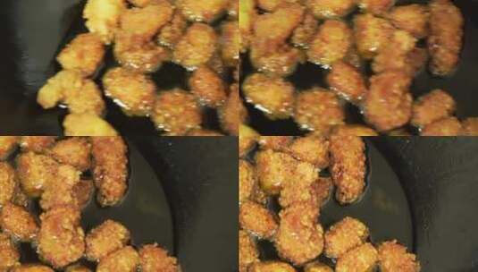 油炸鸡块鸡米花垃圾食品高清在线视频素材下载
