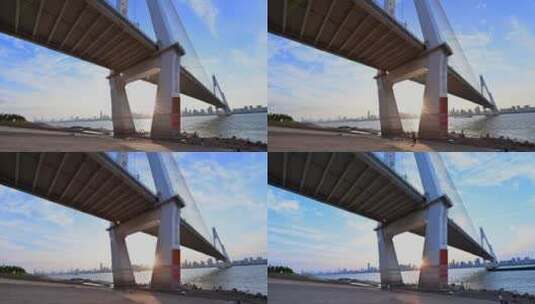 枯水期的长江二七大桥桥墩白转夜延时摄影高清在线视频素材下载