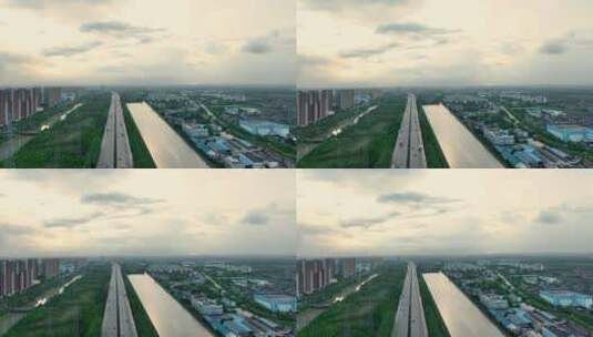 上海闵行马桥申嘉湖高速航拍高清在线视频素材下载