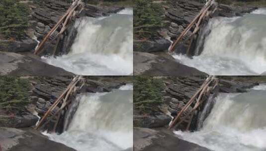 阿尔伯塔阿萨巴斯卡瀑布高清在线视频素材下载