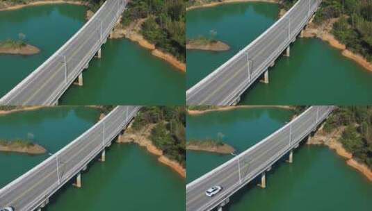 山中水上公路桥高清在线视频素材下载