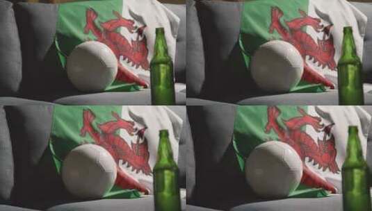 一个足球和一个啤酒瓶高清在线视频素材下载