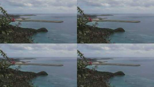 海岸边的圣托马斯跑道天际线景观高清在线视频素材下载