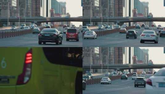 繁荣北京交通行驶的车流高清在线视频素材下载