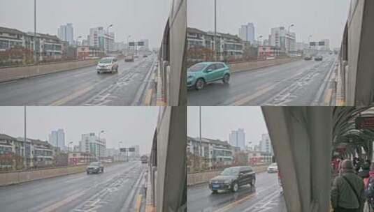成都下雪天的高架桥高清在线视频素材下载