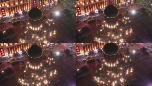 哈尔滨圣索菲亚大教堂广场夜景高清在线视频素材下载