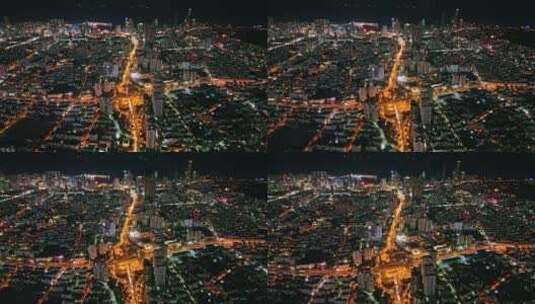 青岛城市CBD夜景白天繁华建筑航拍高清在线视频素材下载