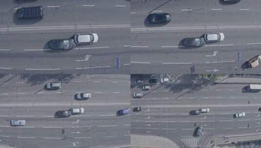 高速公路上交通事故自上而下的拍摄高清在线视频素材下载