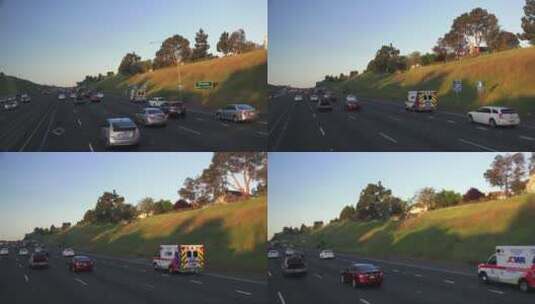 在高速公路上的救护车高清在线视频素材下载