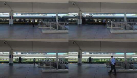 广州火车站绿皮车进出站高清在线视频素材下载
