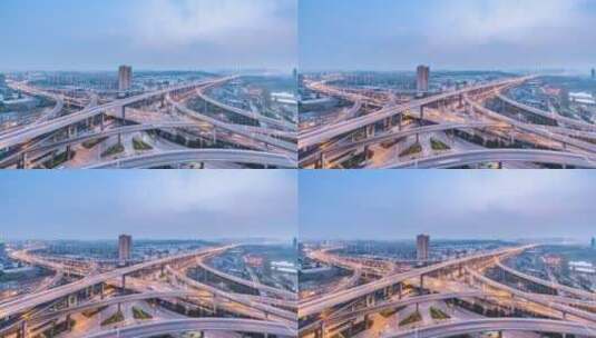 南京市双桥门立交桥黄昏入夜延时高清在线视频素材下载