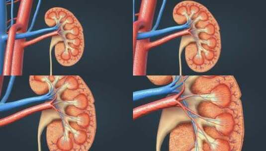 肾上腺 内分泌系统 肾脏动画 医学动画高清在线视频素材下载