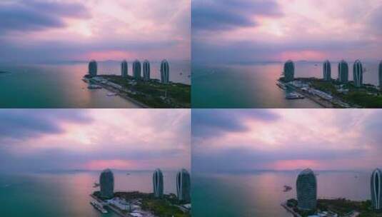 海南三亚城市凤凰岛阴天风光高清在线视频素材下载