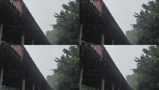 泉州开元寺闽南古厝屋檐雨水雨天雨滴高清在线视频素材下载