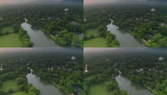 杭州西溪湿地公园初夏晨曦航拍高清在线视频素材下载