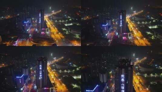冬季广元航拍城市夜景高清在线视频素材下载