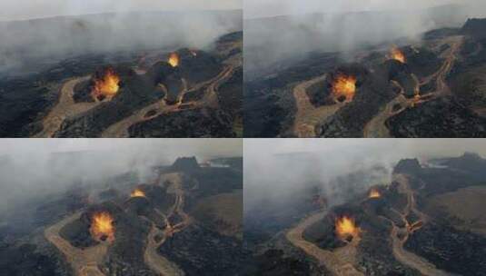 火山喷发高空航拍高清在线视频素材下载