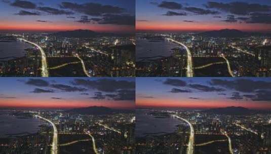 城市夜景青岛西海岸夜景高清在线视频素材下载