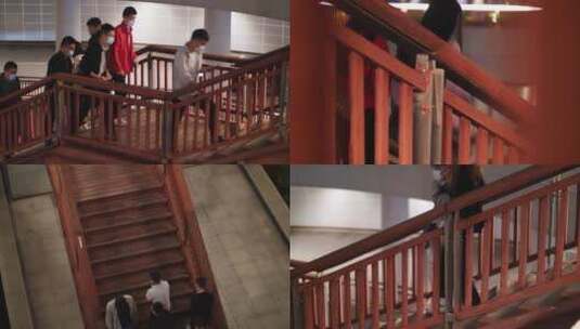 走楼梯，城市楼梯行人4k素材视频高清在线视频素材下载