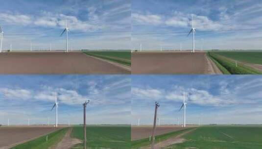 田野上的风力发电厂高清在线视频素材下载