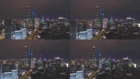 上海陆家嘴夜景航拍高清在线视频素材下载