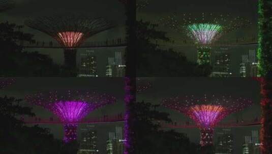 新加坡震撼滨海湾花园，灯光秀高清在线视频素材下载