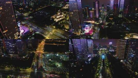杭州萧山区钱江世纪城夜晚夜景延时高清在线视频素材下载