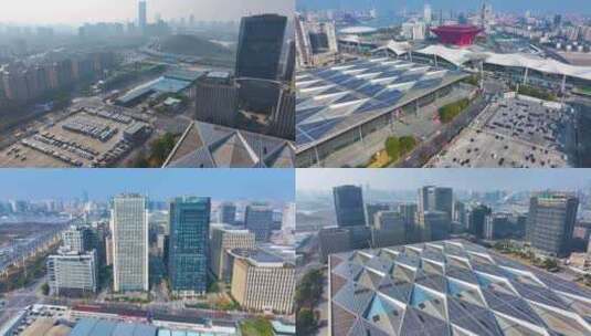 上海市浦东新区世博公园航拍城市风景风光高清在线视频素材下载