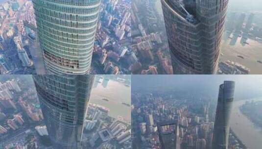 上海陆家嘴航拍上海中心大厦三件套高楼大厦高清在线视频素材下载